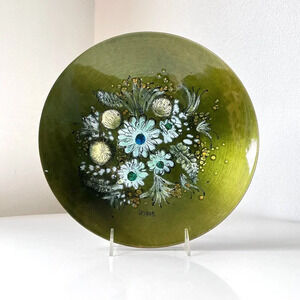 Sascha Brastoff MCM Enamel & Copper Floral Serving Bowl